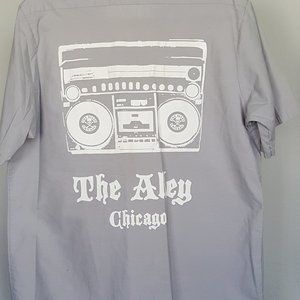 THE ALLEY CHICAGO Work Shirt Gray Unisex SZ L S/S w/Embellishments L@@K BOOMBOX